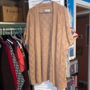 Sonoma Light Brown Open-Knit Cardigan